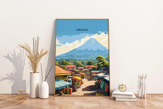 Arusha Tanzania Travel Poster Print Wall Art Vintage Decor