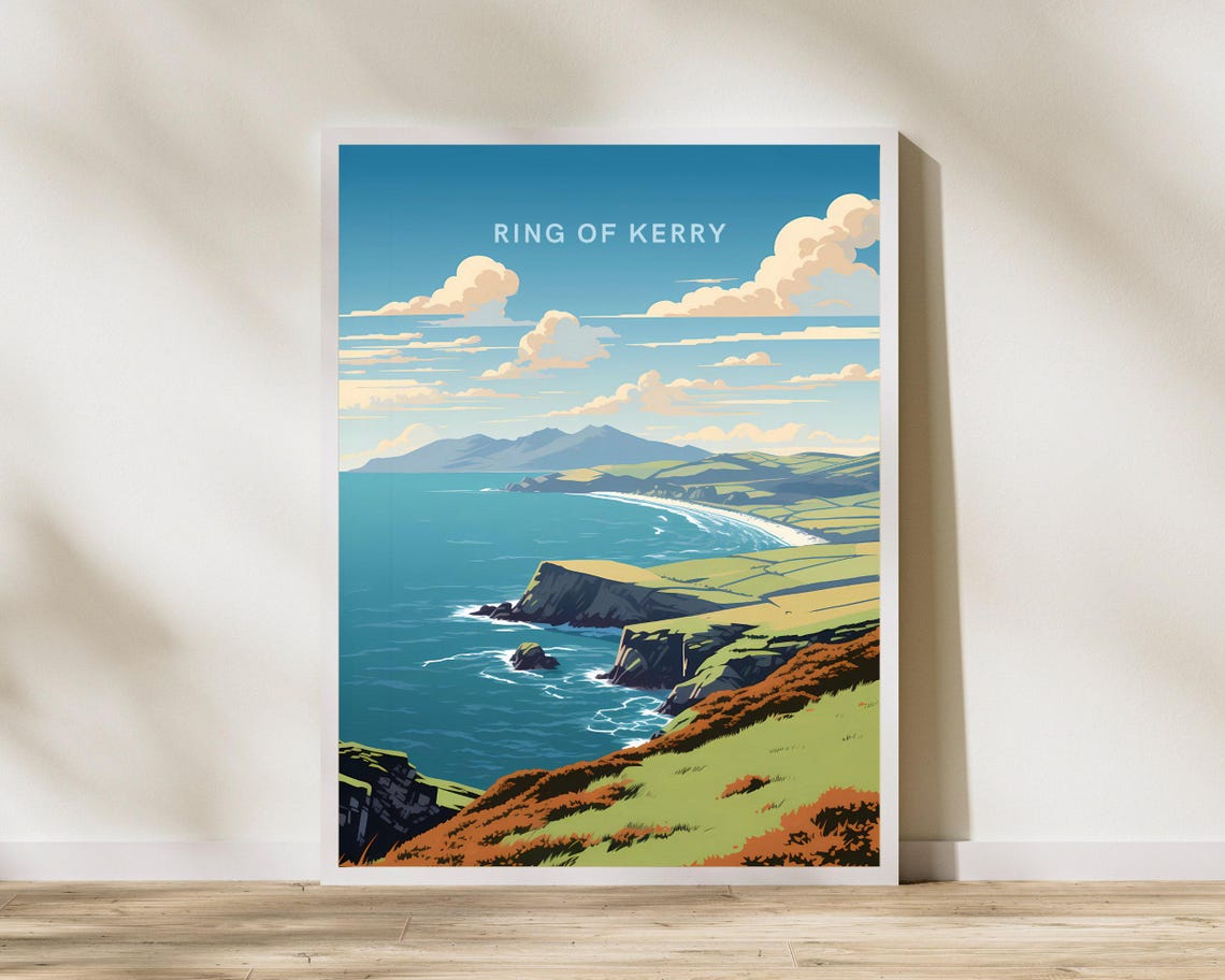 Ring of Kerry Ireland Coastal Cliffs Atlantic Scenic Travel Poster