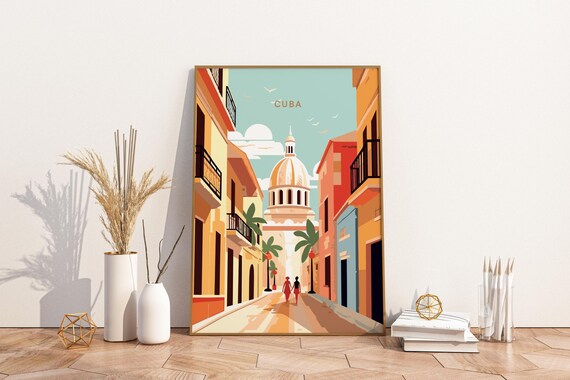 Caribbean Travel Print Poster Wall Art Vintage Decor