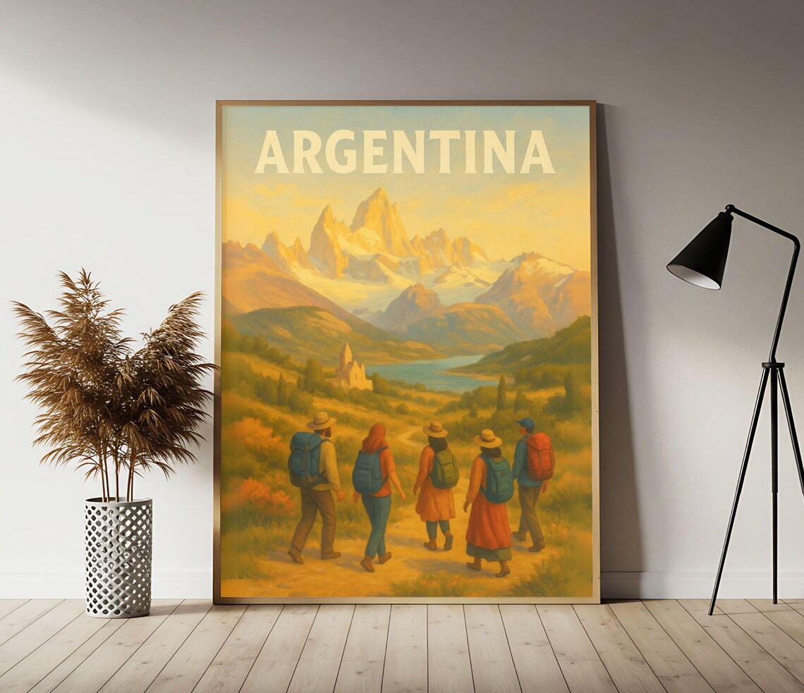 Argentina Travel Poster Patagonian Wall Art Print Vintage Decor
