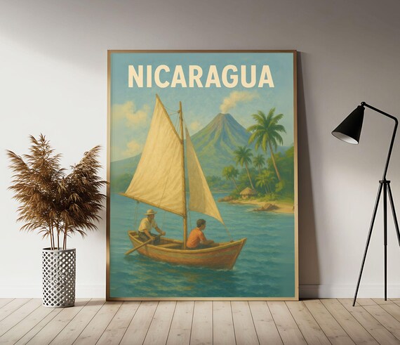 Nicaragua Central Wonder Travel Poster Nicaraguan Wall Art Print Vintage Decor