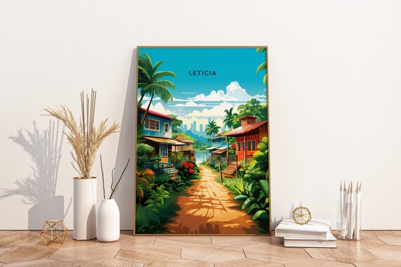 Leticia Colombia Travel Print Poster Wall Art Vintage Decor