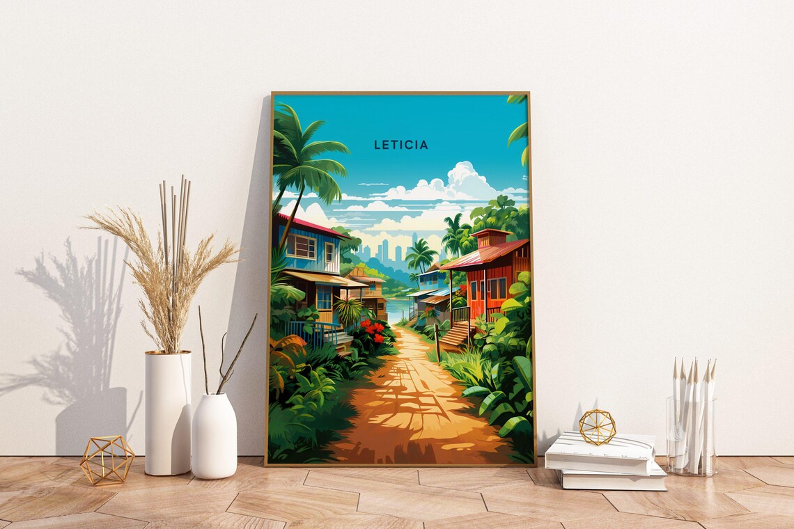 Leticia Colombia Travel Print Poster Wall Art Vintage Decor