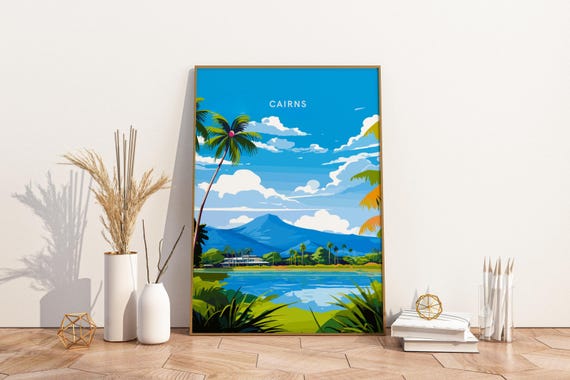 Cairns Australia Travel Print Poster Wall Art Vintage Decor