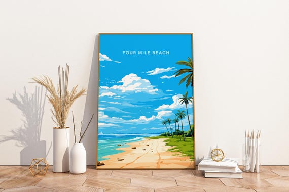 Four Mile Beach Port Douglas Queensland Australia Travel Print Poster Australi