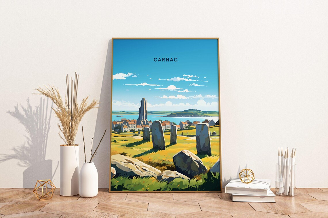 Carnac France Megalith Stones Coastal Travel Poster Brittany Art