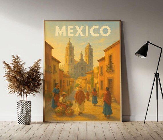 Mexico Vibrant Culture Travel Poster Mexican Wall Art Print Vintage Decor