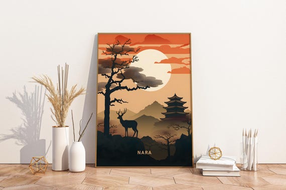 Nara Deer Park Japan Travel Poster Artwork Wall Art Print Vintage