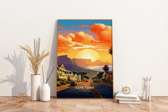 Cape Town Sunset South Africa Travel Print Poster Wall Art Po