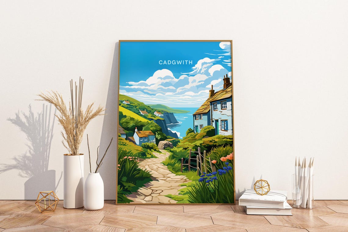 Cadgwith Cornwall England Fishing Village Coastal Path Travel Poster