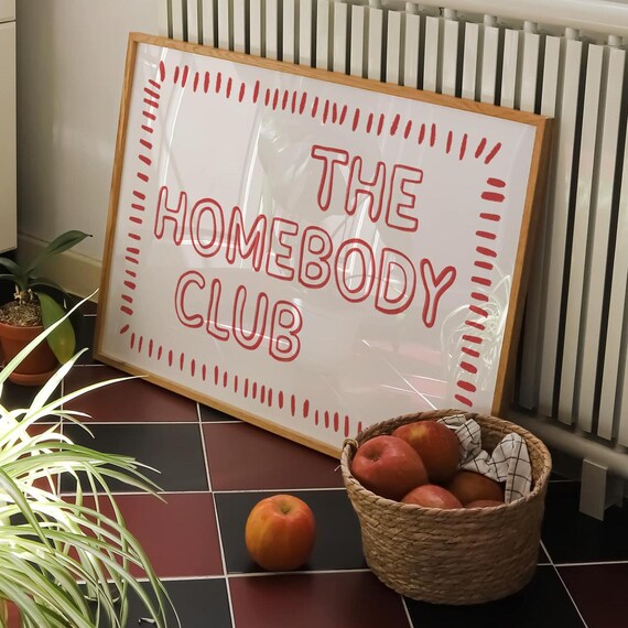 The Homebody Club Bold Red Bubble Letter Typography Poster Style