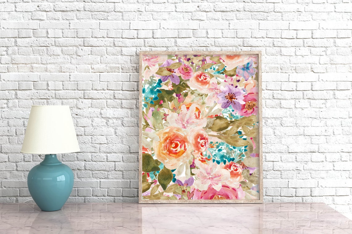 Spring Floral Collage Watercolor Roses Peony Garden Art Poster - Image 7
