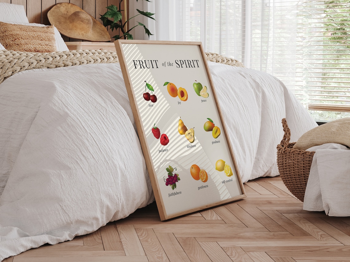 Fruit of the Spirit Nine Fruits Illustrated Christian Scripture Poster - Image 2
