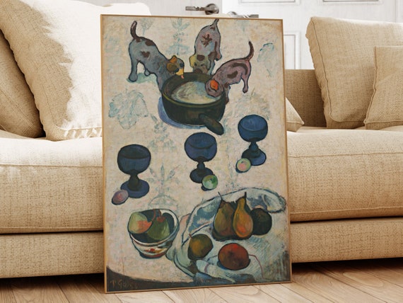 Still Life With Three Puppies Paul Gauguin Famous Painting Classic Painting Museum Quality Print Vintage Wall Art Vintage Print