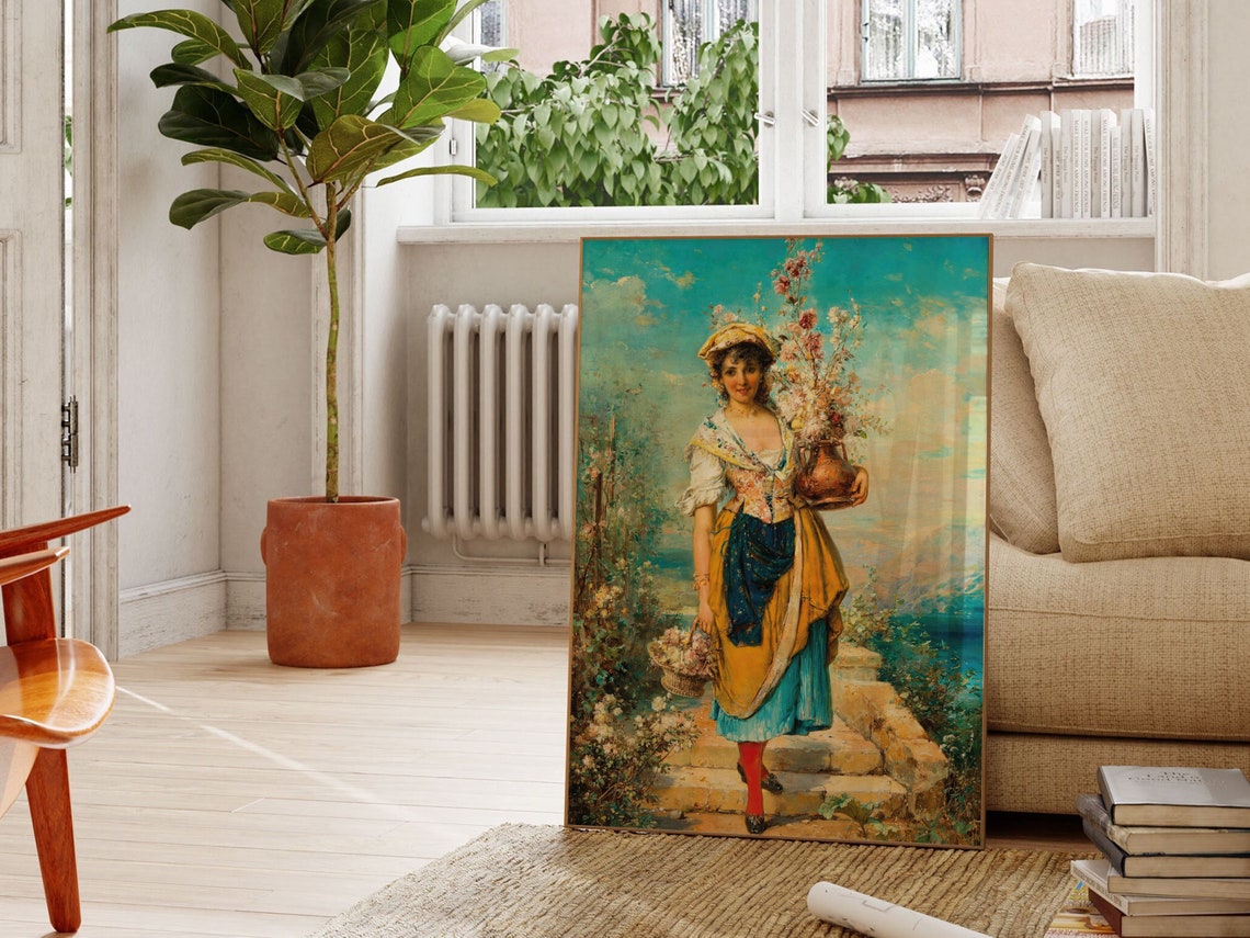 A Beautiful Flower Girl Hans Zatzka Famous Painting Classic Painting Museum Quality Print Vintage Wall Art Vintage Print - Image 3