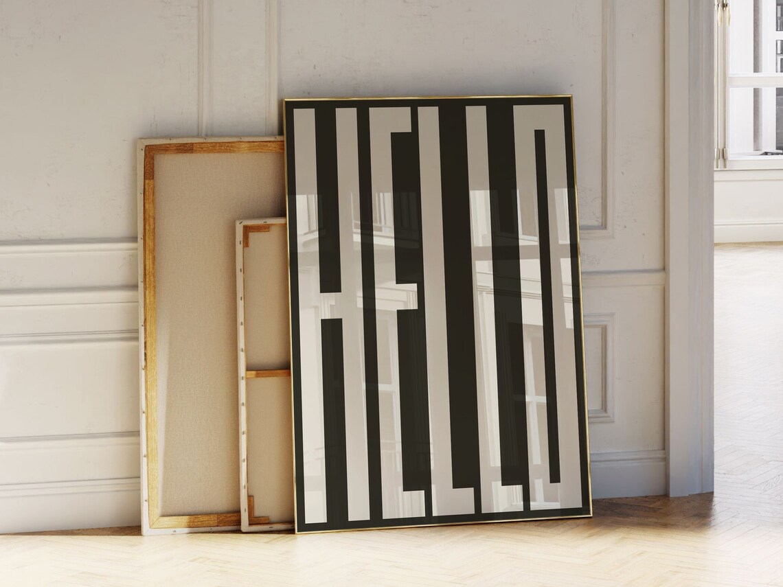 Hello Wall Art Bold Statement Black Typography Modern Galley Wall Scandi Style Decor - Image 2