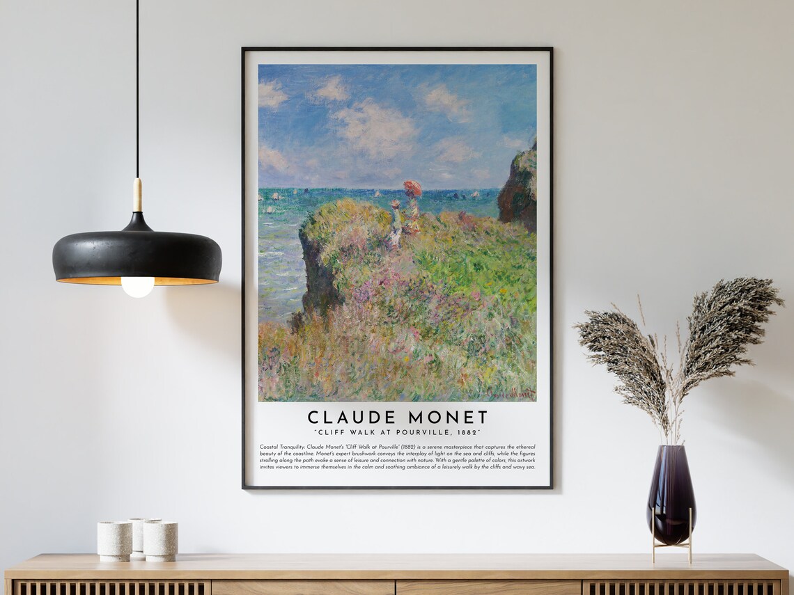 Claude Monet Cliff Walk at Pourville 1882 Impressionist Art Print - Image 3