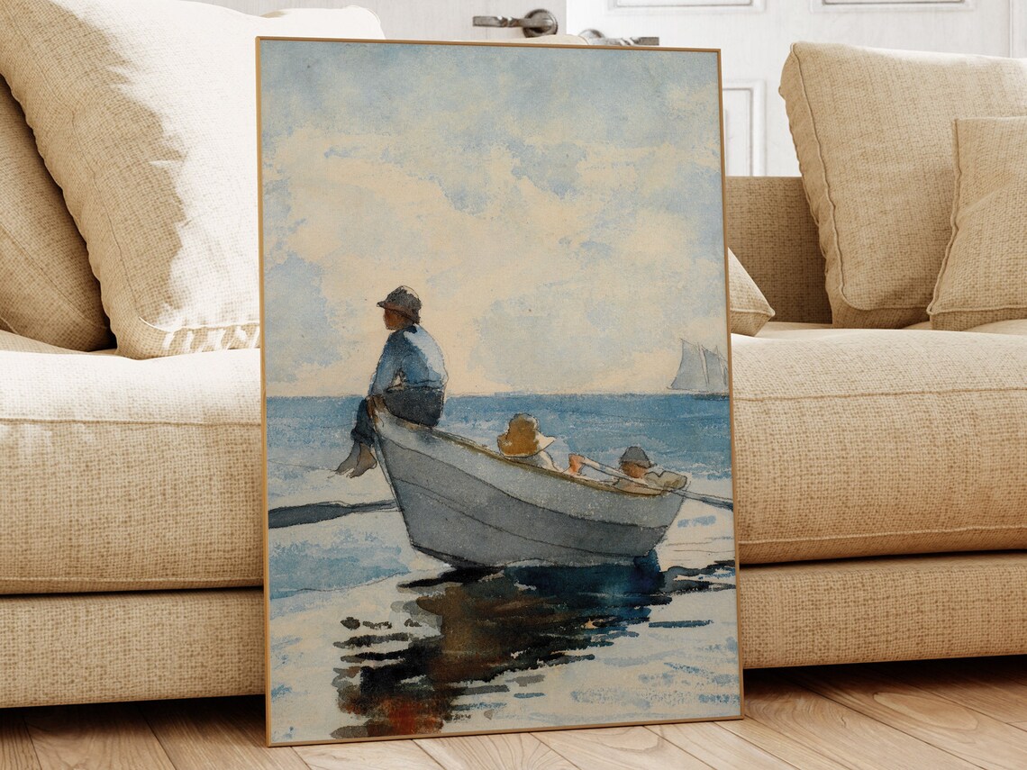 Winslow Homer Boys in a Dory Boat Watercolor Seaside Art Print
