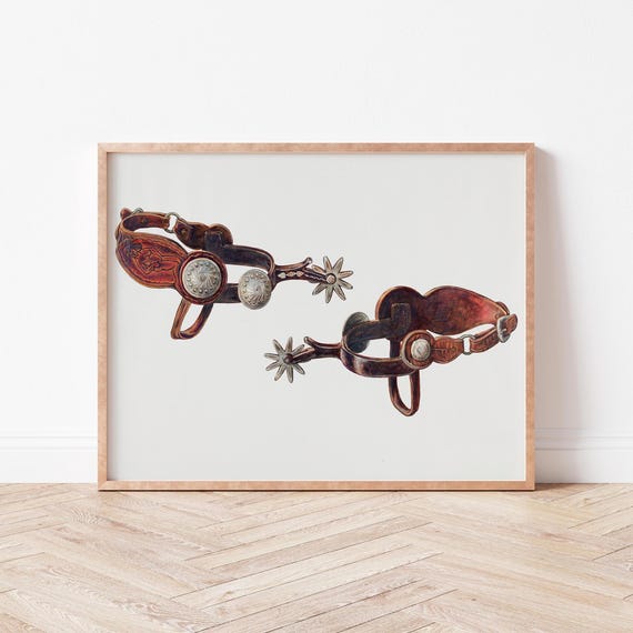 Western Spurs Wall Art Cowboy Decor Wild West L Style Violets Prints We0016