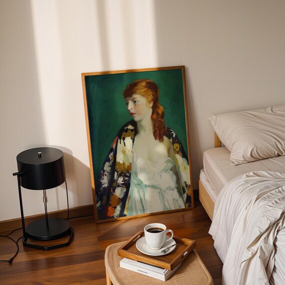 Vintage Female Portrait Art Print Robert Henri Classic Figurative Wild Violets Prints Fi0007
