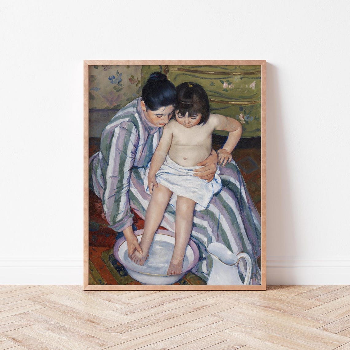 Mary Cassatt Mother Bathing Child Impressionist Vintage Poster