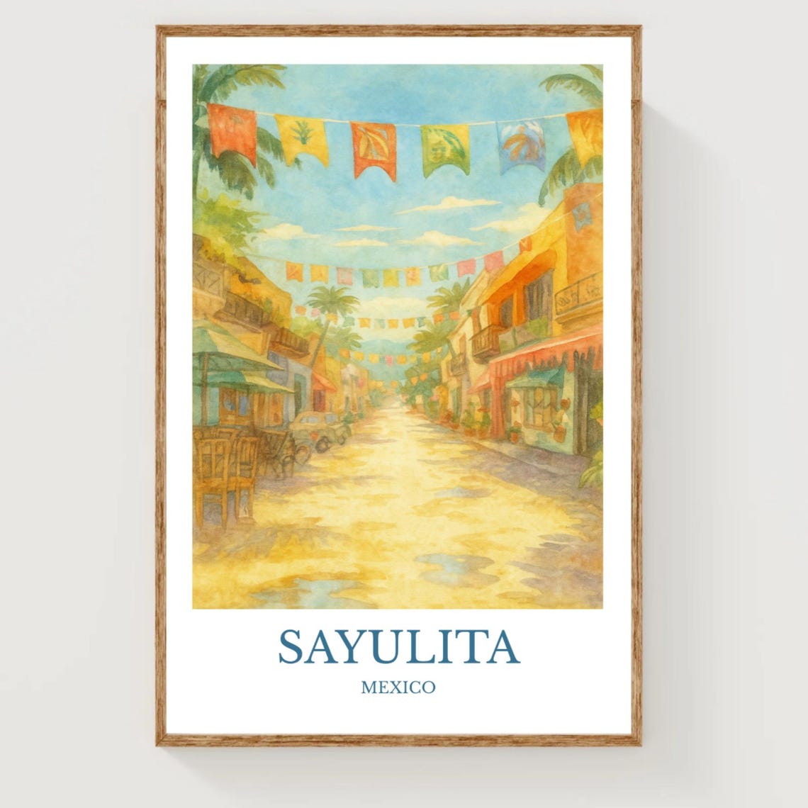 Sayulita Watercolor Design Poster Mexico Print Wall Art