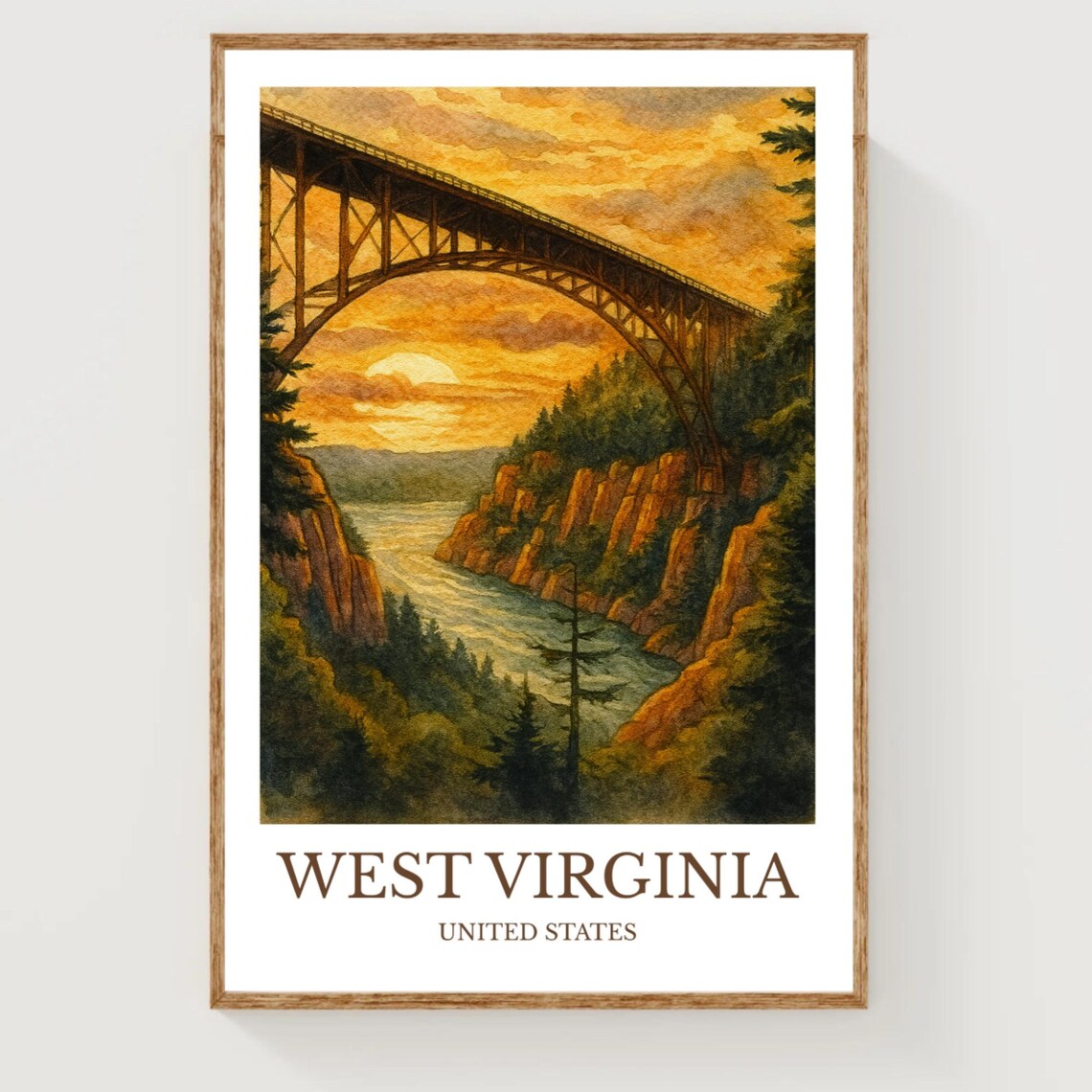 West Virginia Watercolor Design Art Print