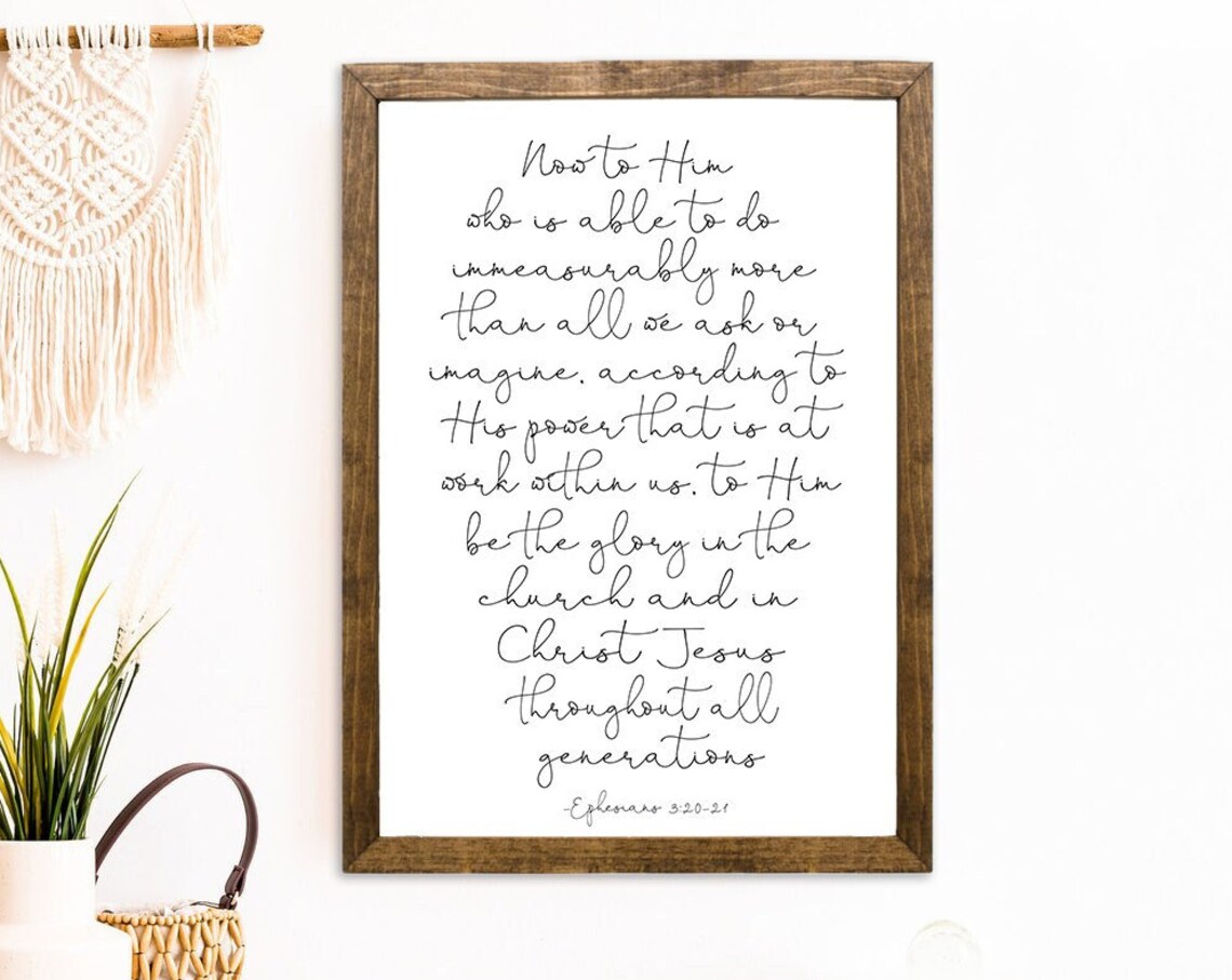 Ephesians 3:20-21 Scripture Sign, Living Room Art