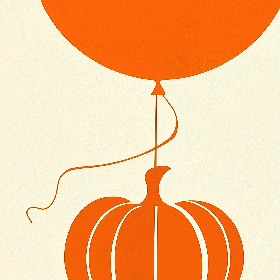 Orange Balloon Tied To Pumpkin Minimalist Halloween Fall Art Poster - Image 2