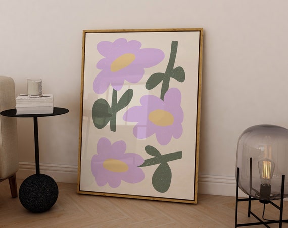 Lilac Flower Art Print, Trendy Purple Decor