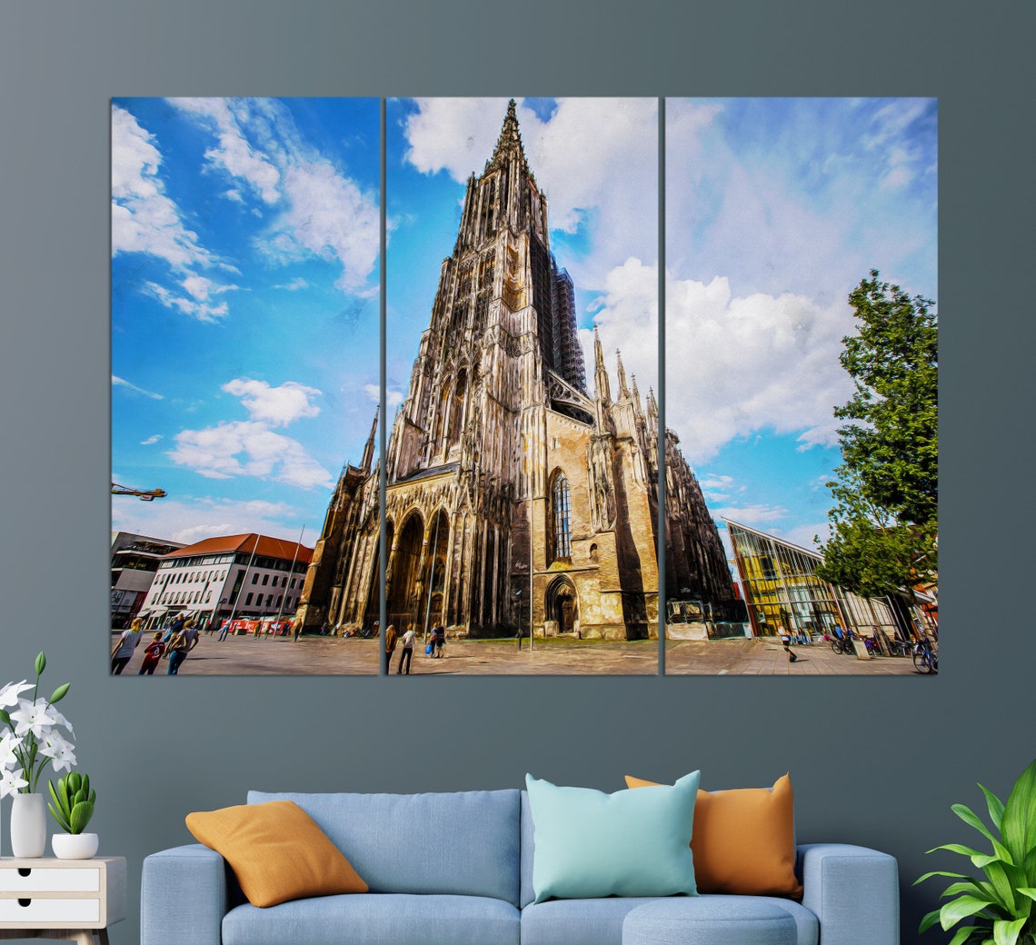 Ulm Germany Minster Gothic Cathedral Spire Sunny Day Travel Poster - Image 3