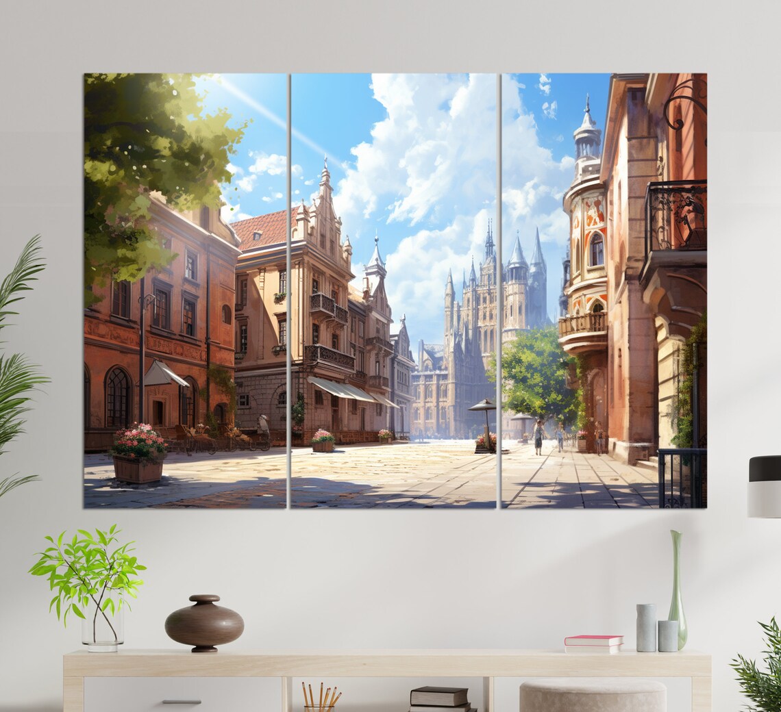 Krakow Poland Old Town Street Gothic Church Sunny Day Travel Poster - Image 2
