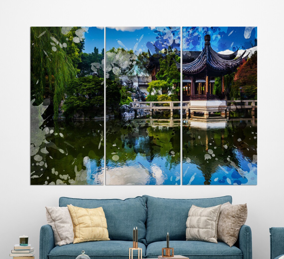 Lan Su Chinese Garden Portland Pagoda Lake Reflection Travel Poster - Image 4