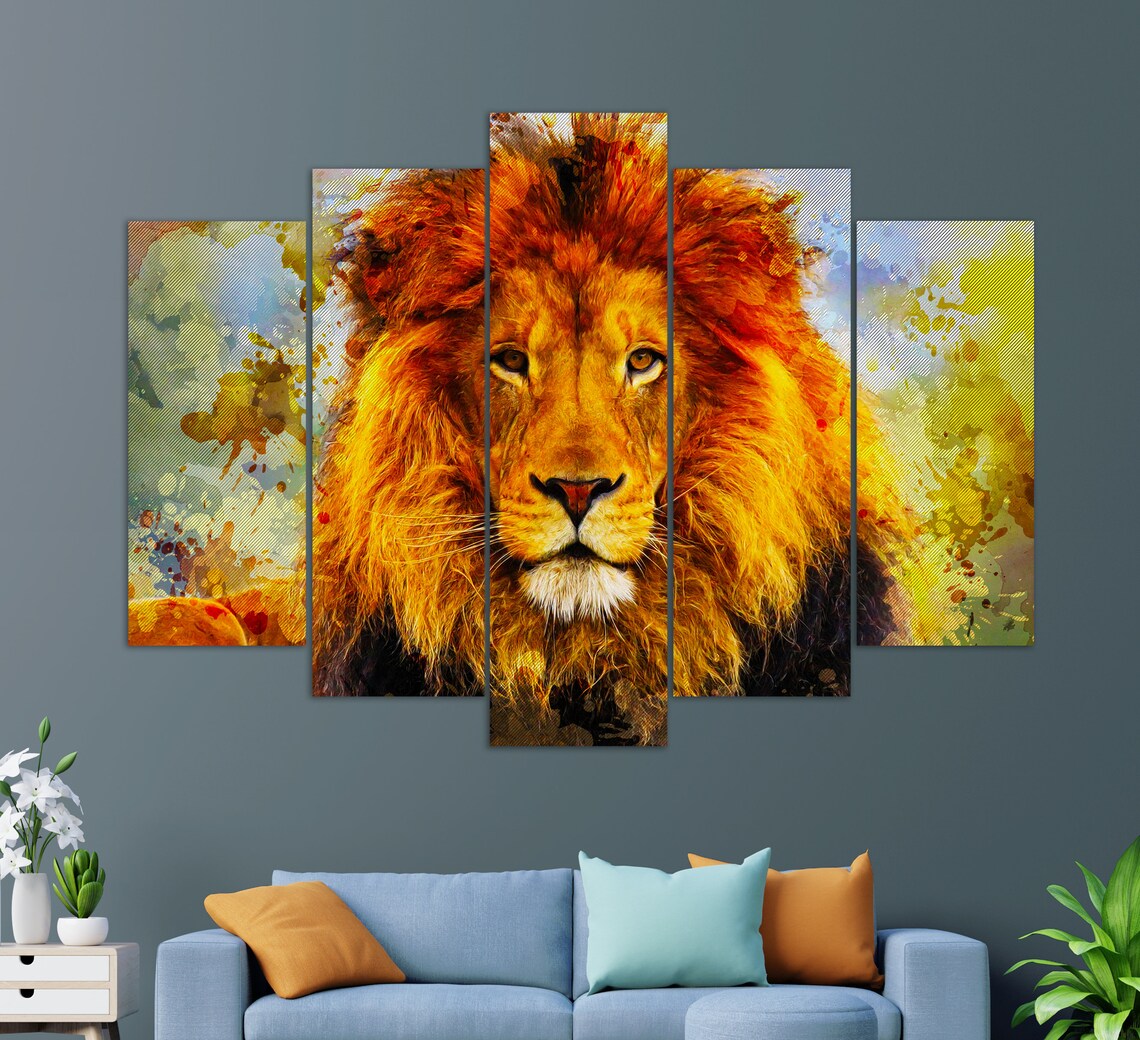 Abstract Lion Portrait Art Print, Wildlife Decor - Image 2