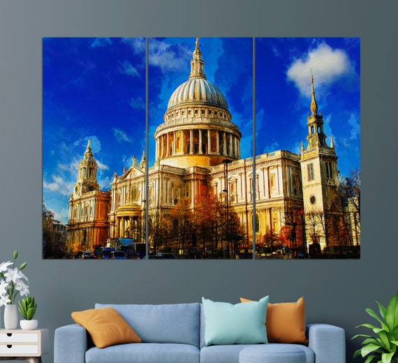 St Pauls Cathedral In London Print London Cathedral Painting London Wall Art Uk Cathedral Art