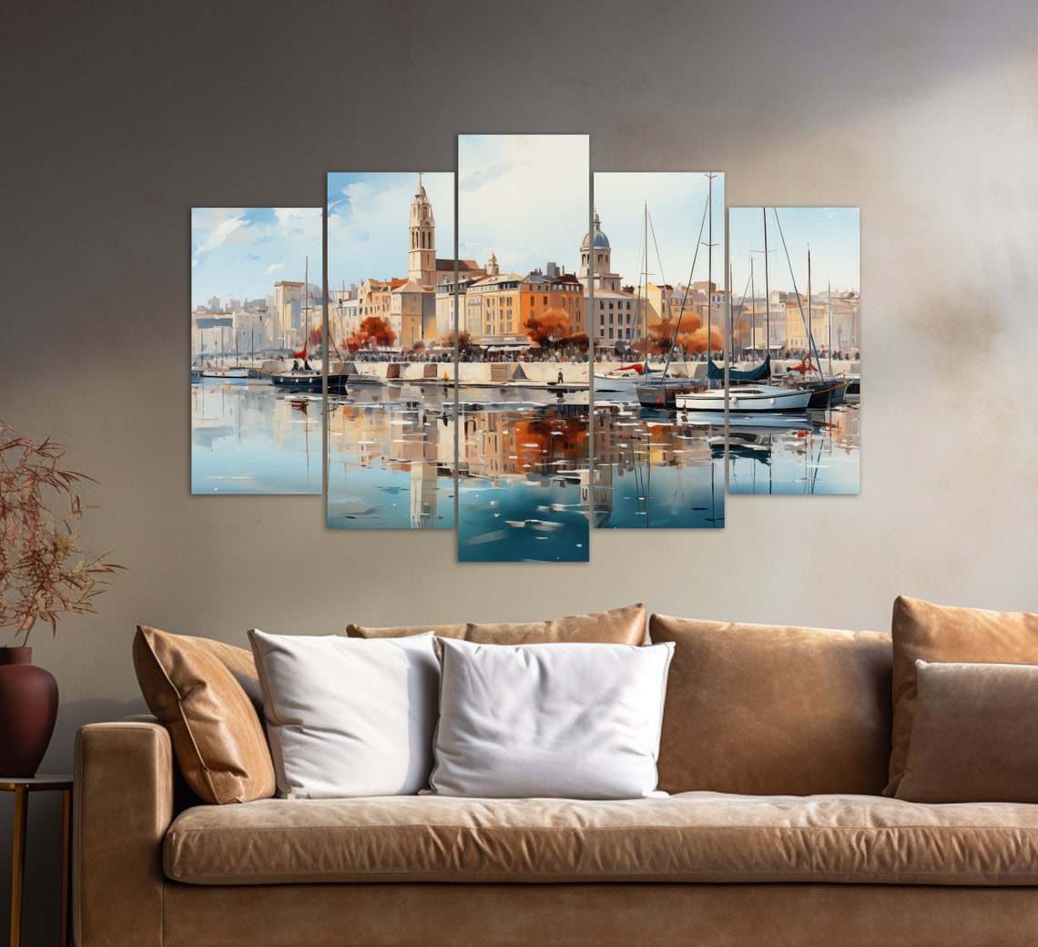 Marseille Old Port Sailboats Harbor Reflection Waterfront Poster - Image 2