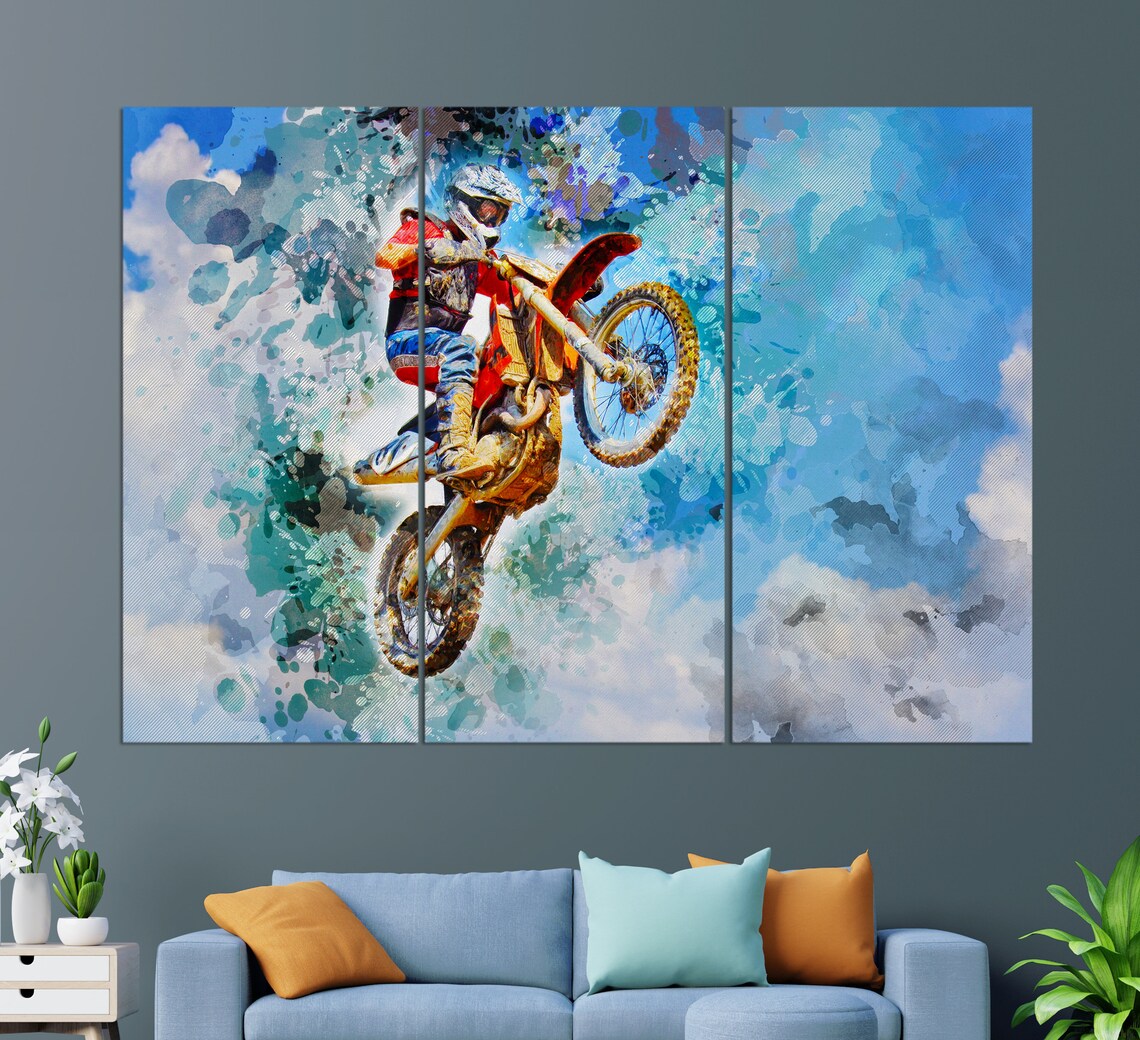 Dirt Bike Jump Motocross Art Print, Extreme Sports - Image 3