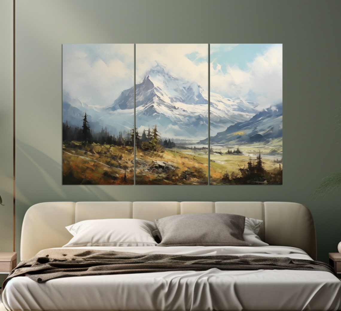 Misty Alps Print Alps Wall Art Mountains Painting Alps Art - Image 2