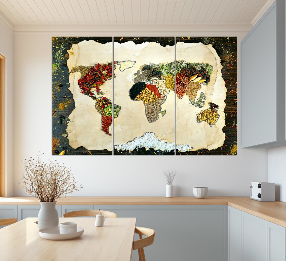World Map From Spices, Kitchen Wall Decor - Image 2