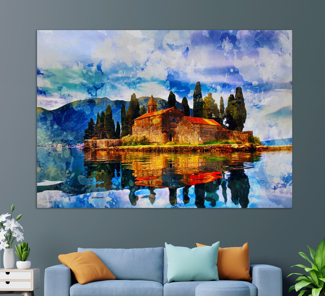 Perast Painting, Montenegro Wall Art Print
