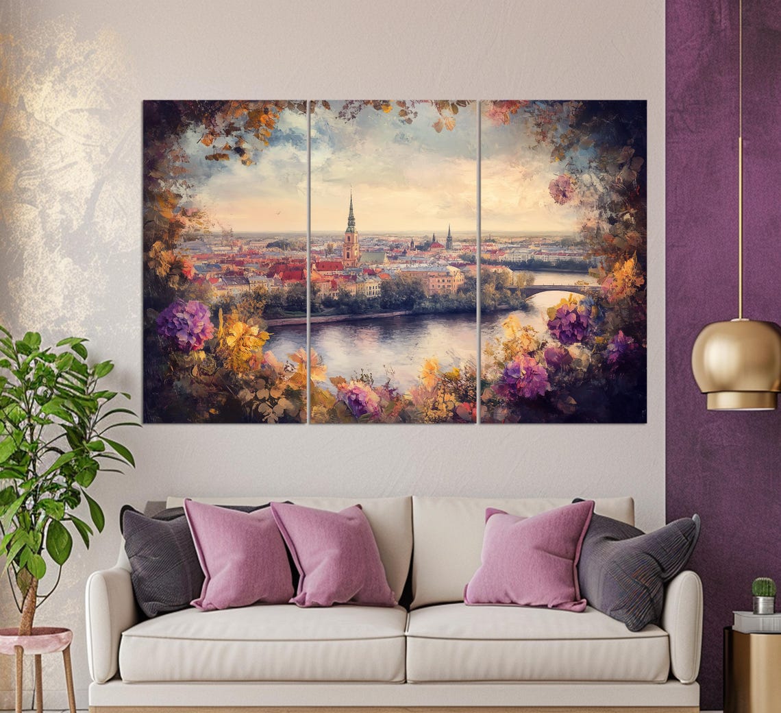 Riga Latvia River Bridge Sunset Flower Frame Old Town Travel Poster - Image 3