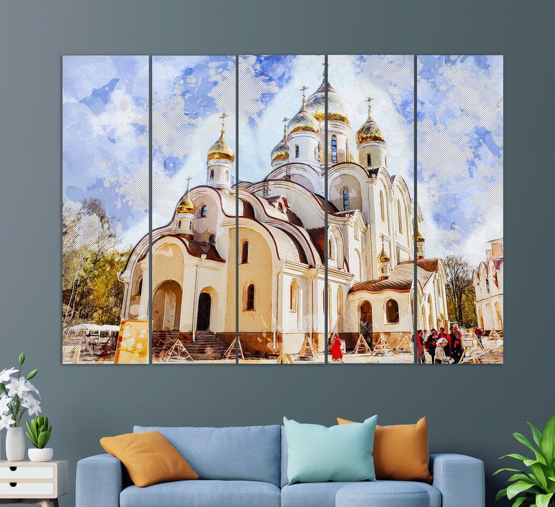 Cathedral Of St Matrona Of Moscow Print Moscow Church Painting Russian Orthodox Church Print - Image 3