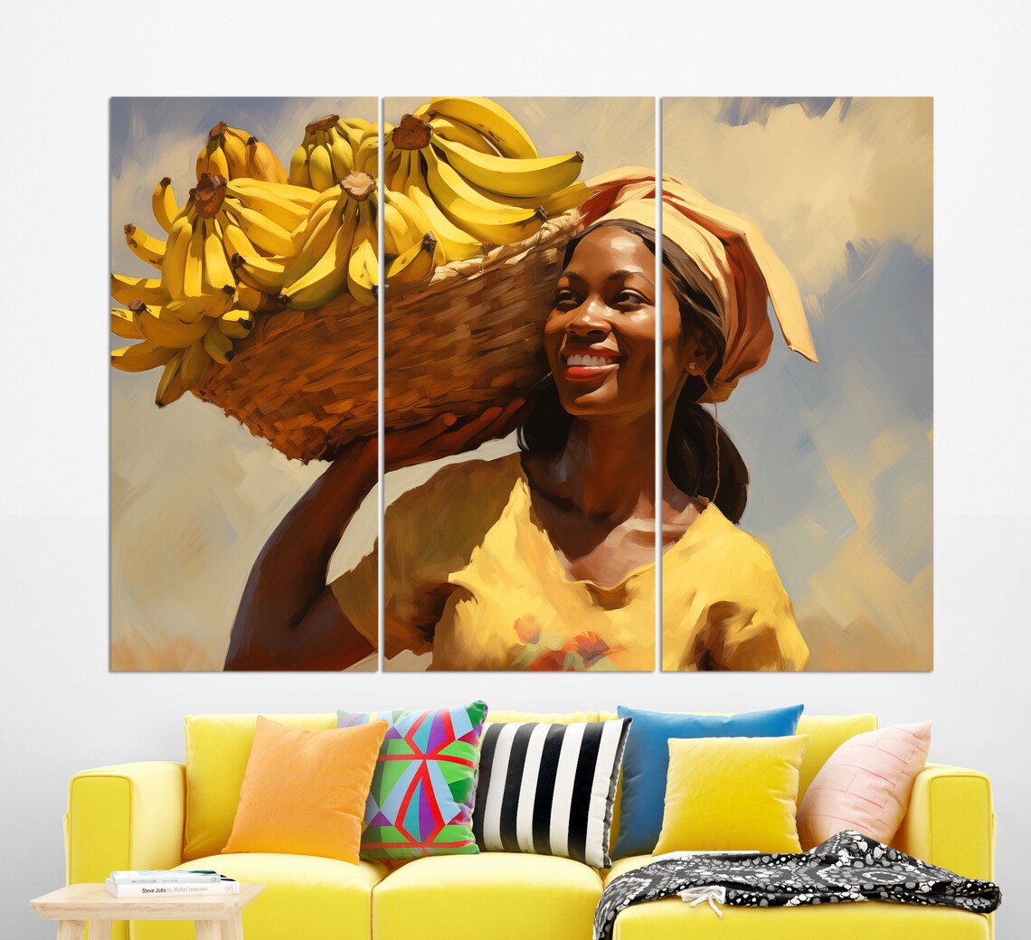 African Woman Banana Basket Sunny Harvest Portrait Art Poster - Image 3