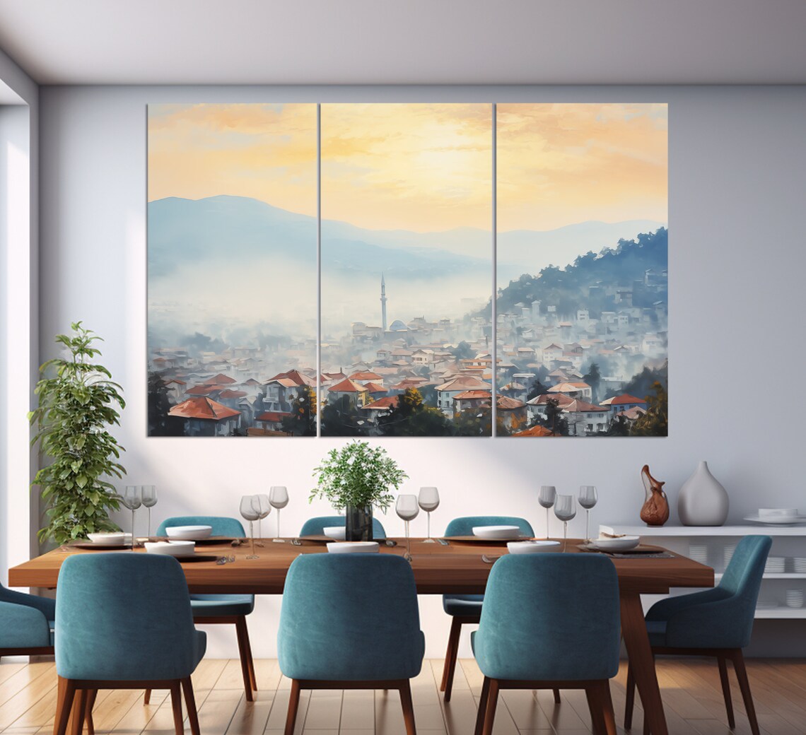 Sarajevo Skyline Misty Travel Poster, Bosnia - Image 4