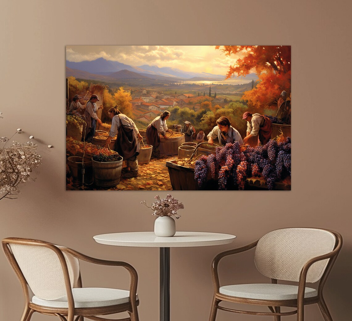 Winemaking In Italy Oil Painting Wall Art Print