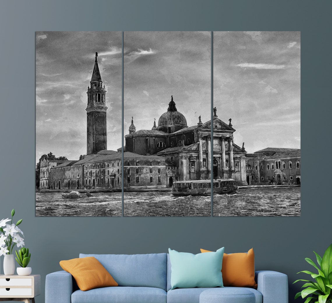 Venice San Giorgio Maggiore Church Watercolor Lagoon View Poster - Image 2