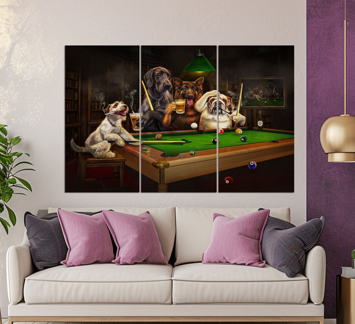Dogs Playing Billiards, Billiard Room Wall Art Print - Image 2