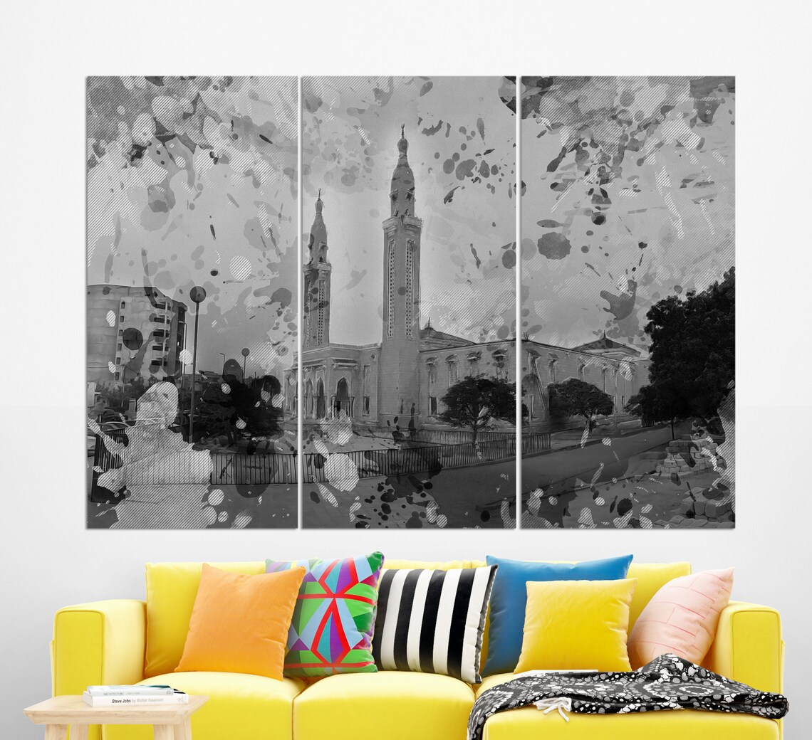 Nouakchott Mauritania Grand Mosque Minarets Watercolor Travel Poster - Image 2