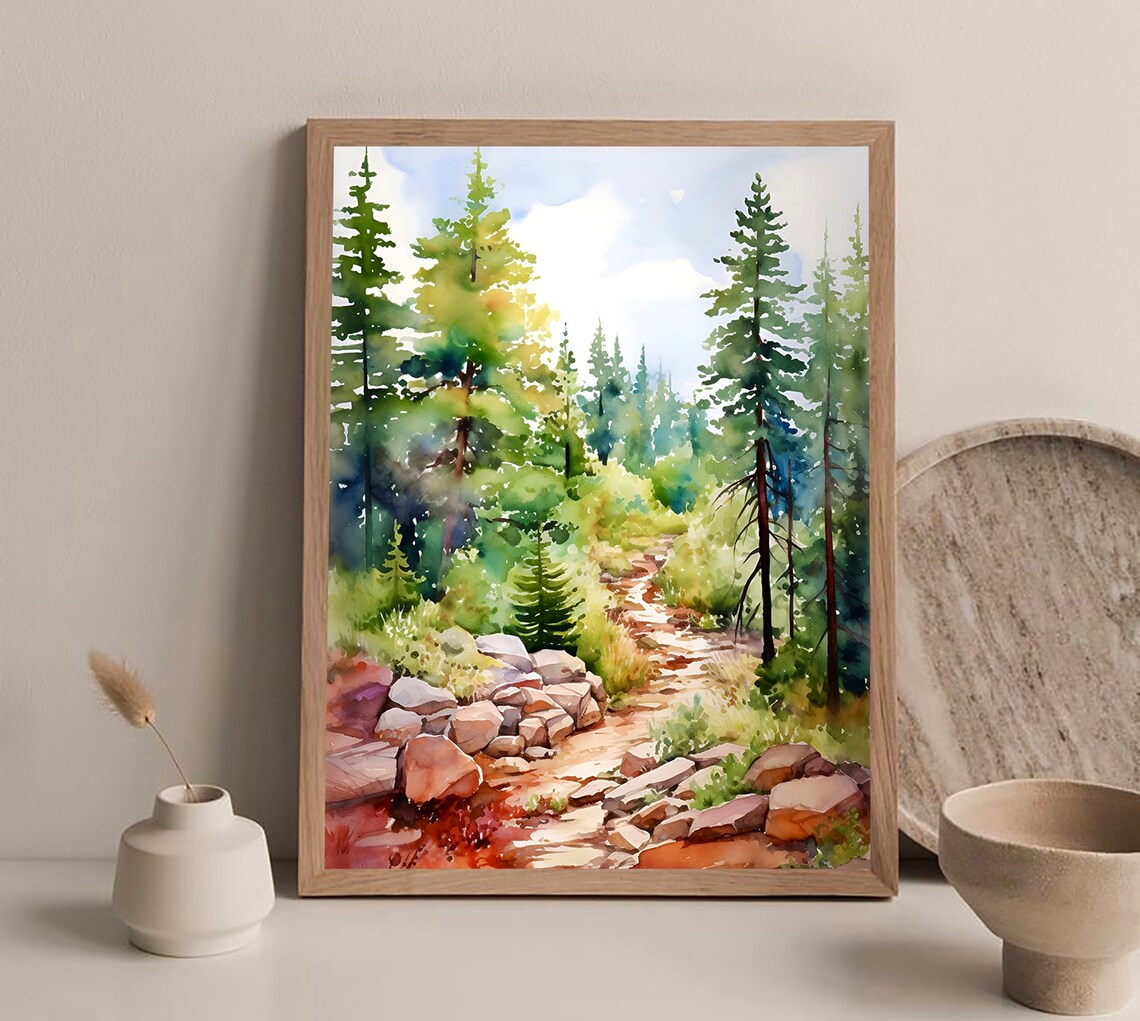 Utah Forest Pine Tree Watercolor Art Print - Image 2