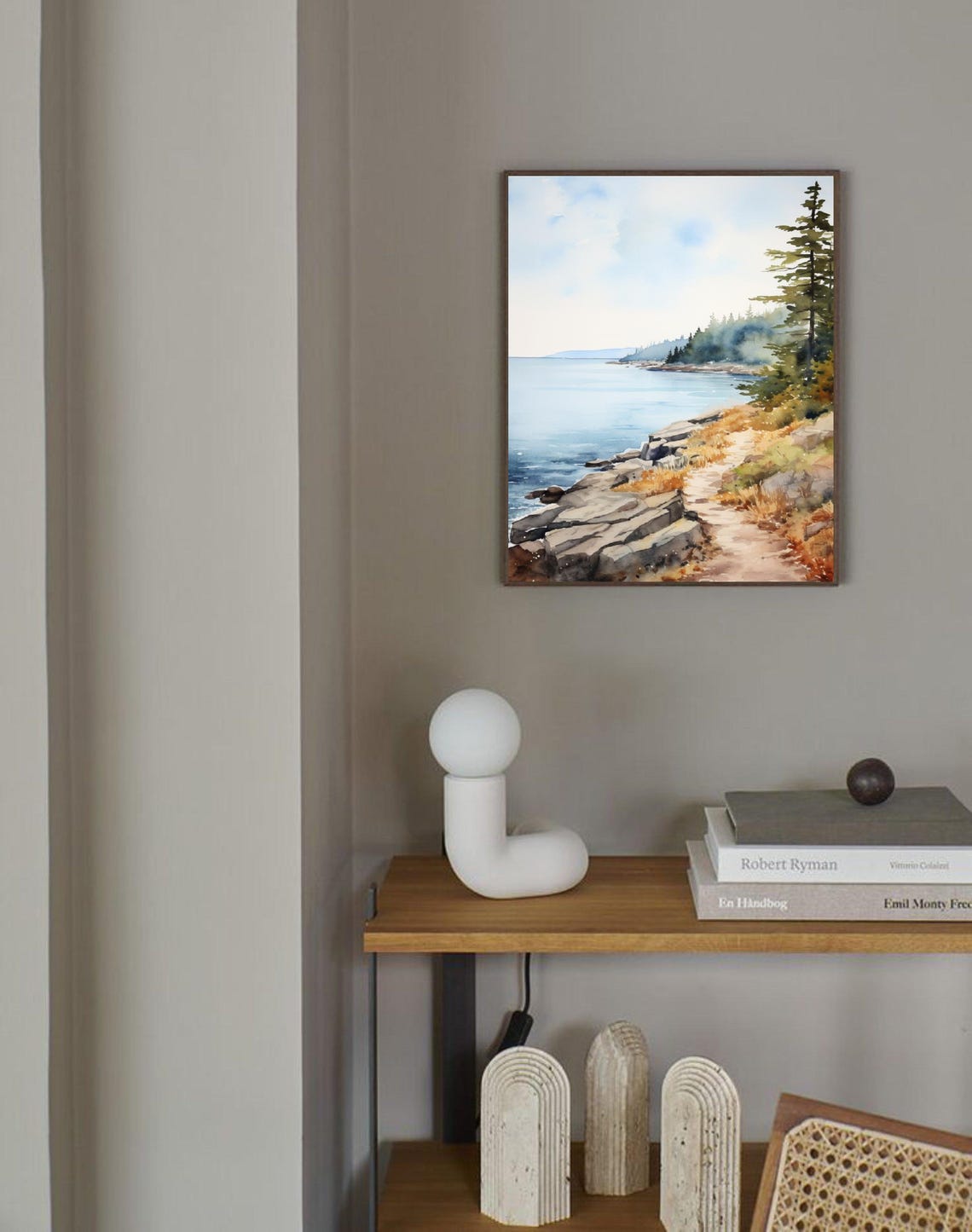 Emerald Bay California Rocky Pine Lakeshore Watercolor Poster - Image 2